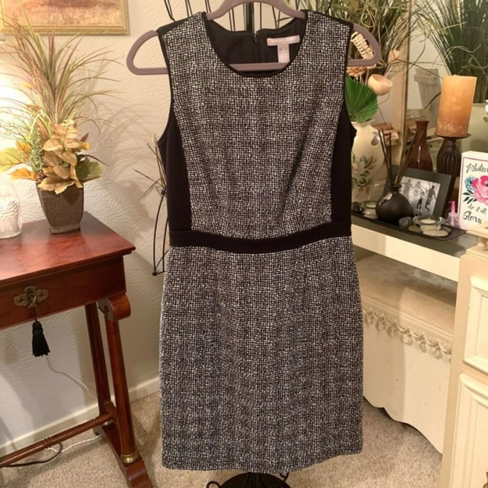 Banana Republic 4 Dress ~ Grey Sleeveless Sheath Boucle Woven Fabric